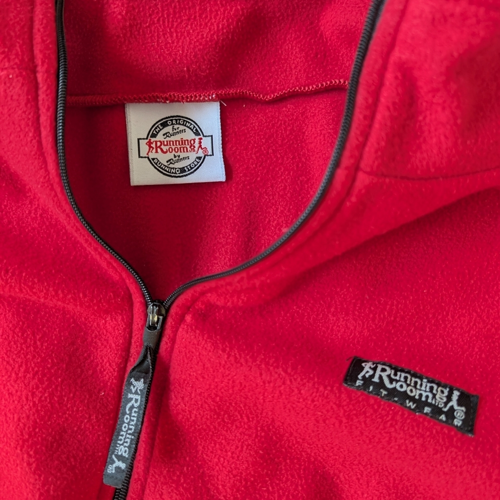 Running Room Zip Up Fleece Sweatshirt Mens Large Red Jogging Walking Fitness